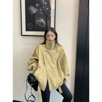 Oversized PU Leather Asymmetrical Coat