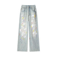 Graffiti Design Wide Leg Jeans