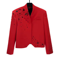 Giacca da abito con colletto a stand decorato 