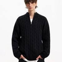 سويت شيرت كابل محبوك بنصف سحاب 