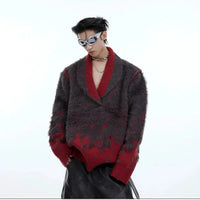 Ombre V-Ausschnitt Faux-Mink-Plüschpullover 