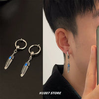 Feather Titanium Steel Clip-On Hoop Earrings