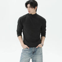 Camisa de punto ajustada con cuello alto de forro polar 