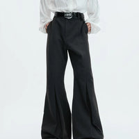 سروال فستان واسع الساقين بتجاعيد من الصوف 