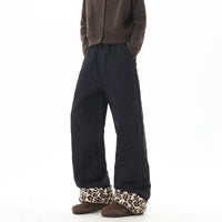 سروال شتوي مبطن من الفليس واسع 