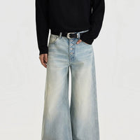 بنطلون جينز باجي على شكل A بساق واسعة 