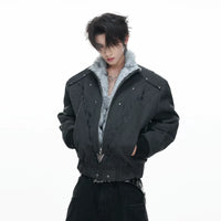 جاكيت بومبر ثقيل من قماش كانفاس مبطن بالفليس 