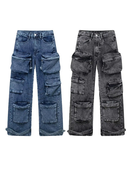 セール商品が満載 Cargo-Denim-Pants-with-Multiple-Pockets – The Korean Fashion パンツ