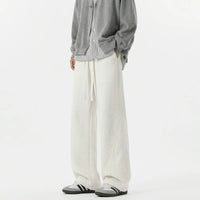 Wide Leg Textured Knit Casual Pants