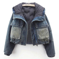 Veste en denim réversible doublée en velours 