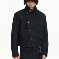 جاكيت جينز بياقة واقفة بتصميم ريترو 