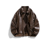 PU Leather Loose Fit Motorcycle Jacket