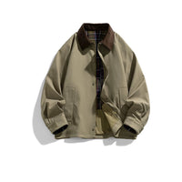 Plaid Lined Lapel Workwear Jacket