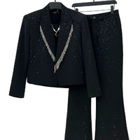 Fringe Detail Jacket and Flared Pants