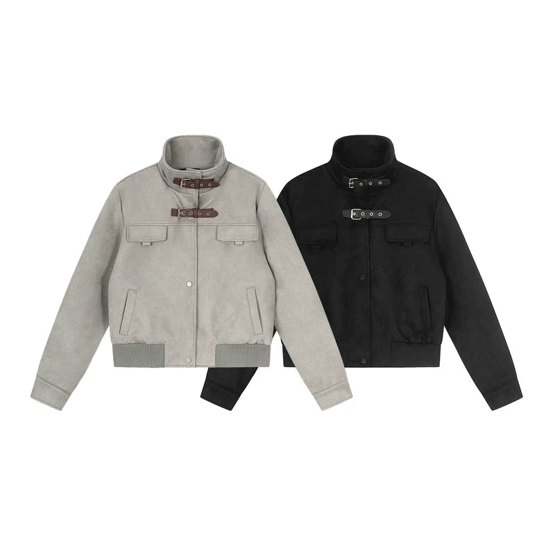 Wildleder Stehkragen Arbeitsjacke 