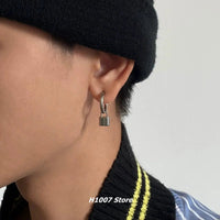 Lock Pendant Hoop Earrings