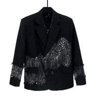 Veste de costume à double boutonnage en sequins 