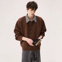 Köpek dişi Yaka Sahte İki Parça Kazak 