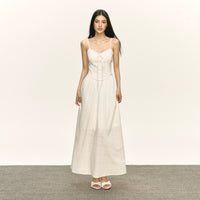 Retro Askılı Uzun Elbise 