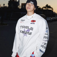 Sweatshirt à col rond en molleton avec impression graphique de course 