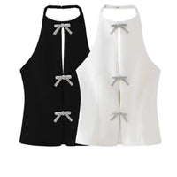 Top sin mangas con escote en forma de lazo 