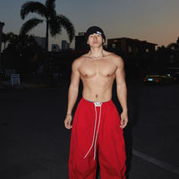 سروال بارا تروبر واسع الساق بحبل سحب ريترو 