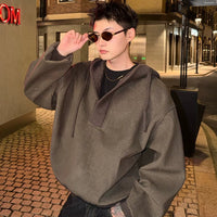 Knitted Drawstring Hooded Sweatshirt