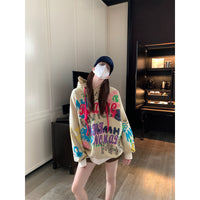 Graffiti Print Oversized Hooded Sweatshirt
