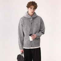 Cardigan en tricot à boutons sur le devant avec capuche détachable 