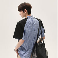 Reverse Button Check Patchwork Shirt
