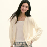 ボタン付きフロントニットカーディガン 