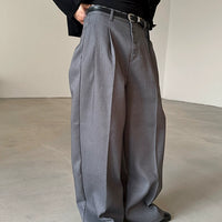 Pleated Wide-Leg Suit Pants