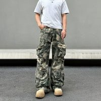 Pantalons larges en toile camouflage rétro 