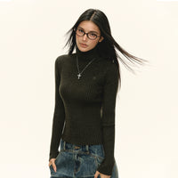 Ribbed Turtleneck Slim Fit Sweater