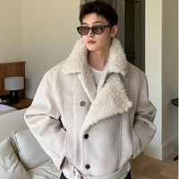 Giacca corta isolata in lana doppiopetto 