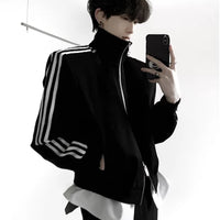 Three-Stripe Stand Collar Sport Jacket