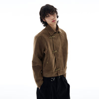 Jaqueta com Botão de Toggle em Suede 