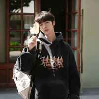 هودي مطبوع بصورة مغسولة ثقيلة الوزن 