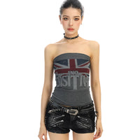 Flag Print Strapless Tube Bralette Top