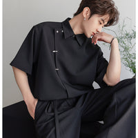 Camisa de Placket Obliquo Estilo Chinês 