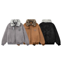 Kürk Yaka ile Retro Süet Motosiklet Ceketi 