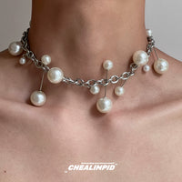 バブルパールタッセルチェーンチョーカーネックレス 