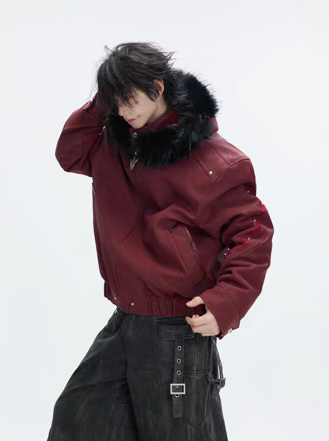 Veste d'hiver à capuche en fausse fourrure lourde 