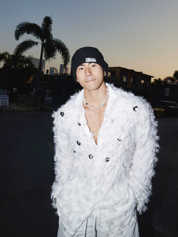 Feather Tassel Textured Long-Sleeve Shirt 3