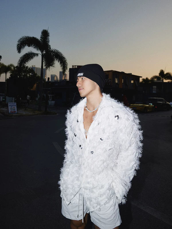 Feather Tassel Textured Long-Sleeve Shirt 4