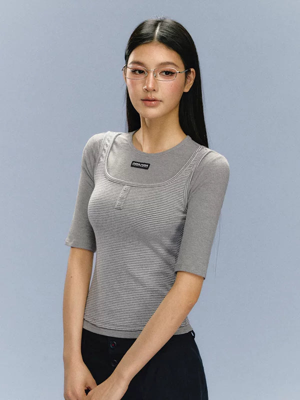 Fitted Ribbed Scoop Neck Knit Top 4