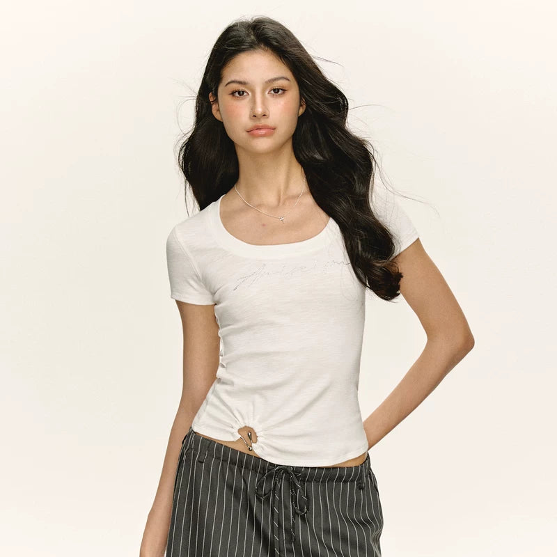 6200440510502,6200440510503,6200440510504,6200440510505, Fitted Scoop Neck Short Sleeve T-Shirt