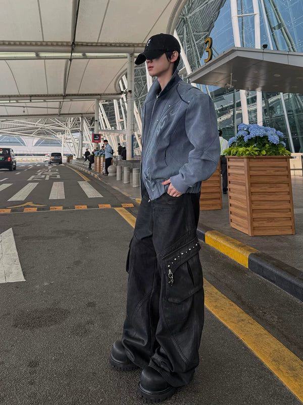 Flame Embroidered Canvas Zip Jacket 4