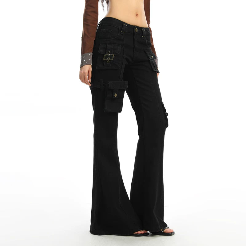 Flared Cargo Pants with Utility Pockets 2