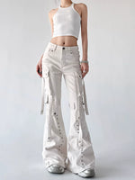 Flared Multi-Pocket Cargo Jeans Pants 3